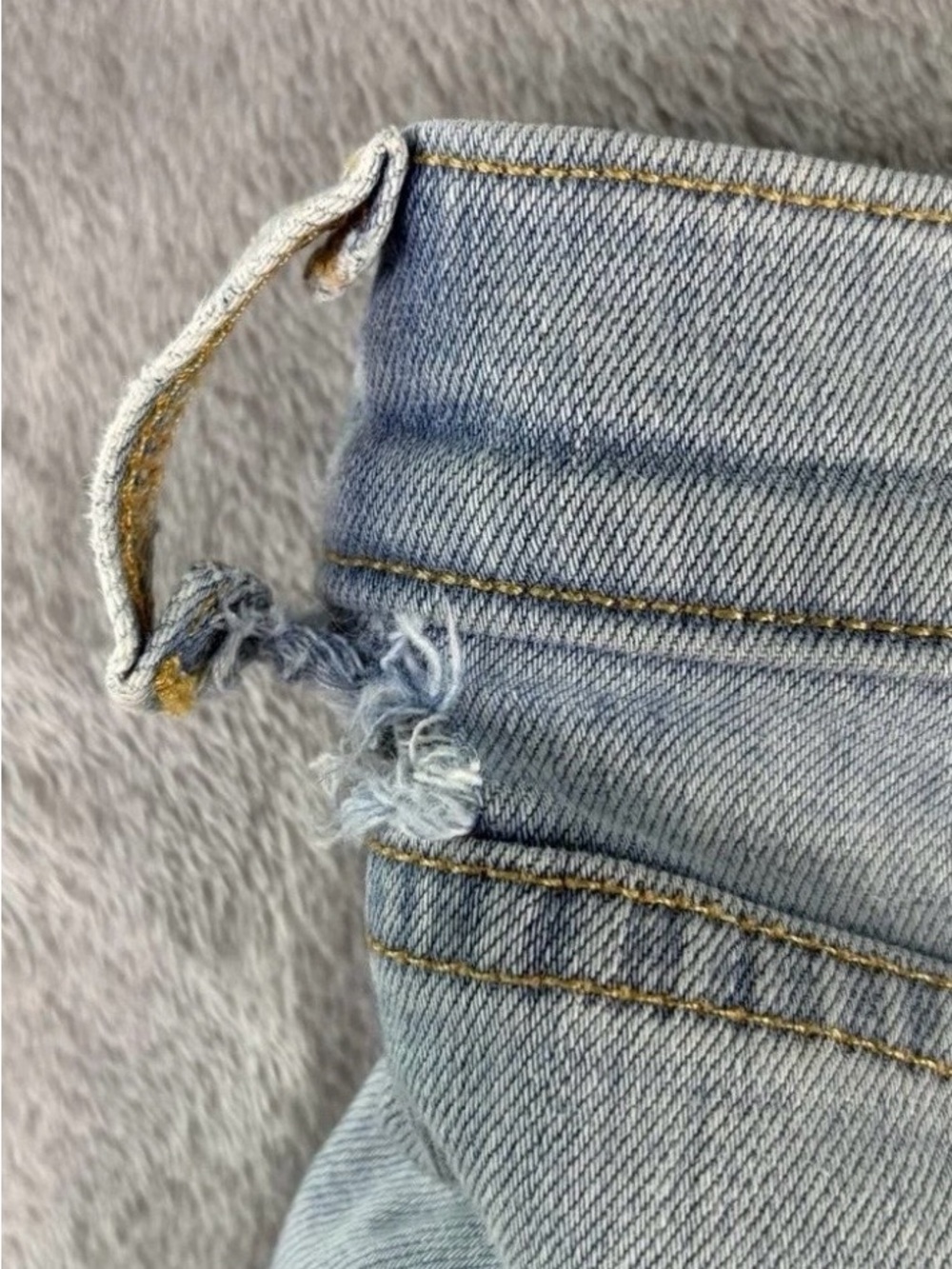 Oro Los Angeles Mens Jeans Sz 34x30 Distressed Ripped LightBlue Wash Broken Loop - Picture 7 of 11